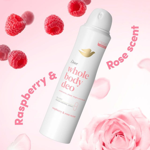 Dove women deodorant spray Raspberry & Rose, imported from the UK