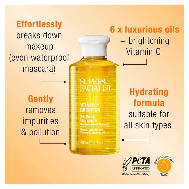 Super Facialist Vitamin C Cleansing Oil 200ml (British brand)