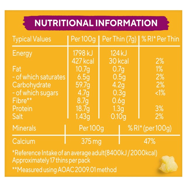 Ryvita Three Cheese Flatbread Crackers 125g, imported from the UK