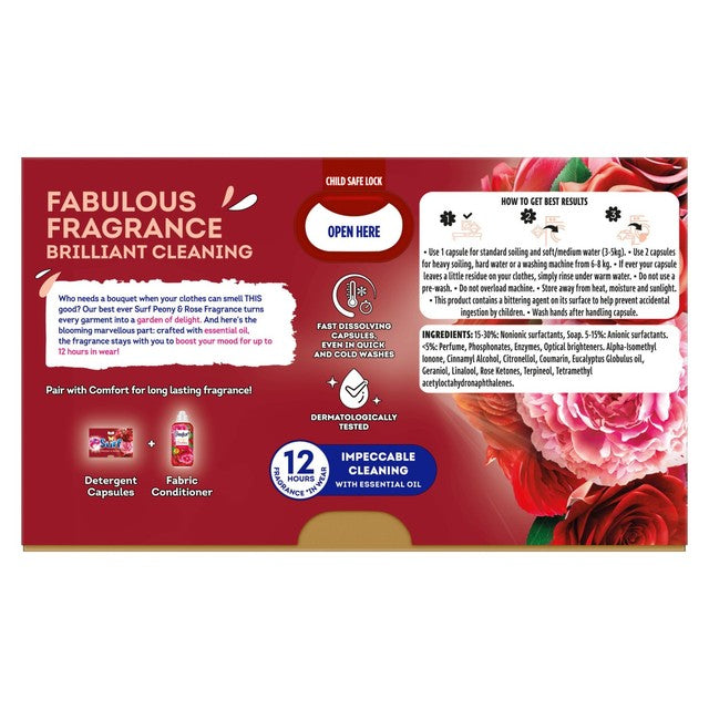Surf Peony & Rose laundry detergent capsules 15 washes (British brand)