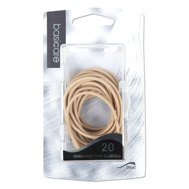 Basicare blonde thin snag free hair elastics 20 per pack (British brand)