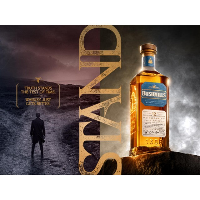 Bushmills 12 Year Old Irish single malt whiskey, imported from the UK