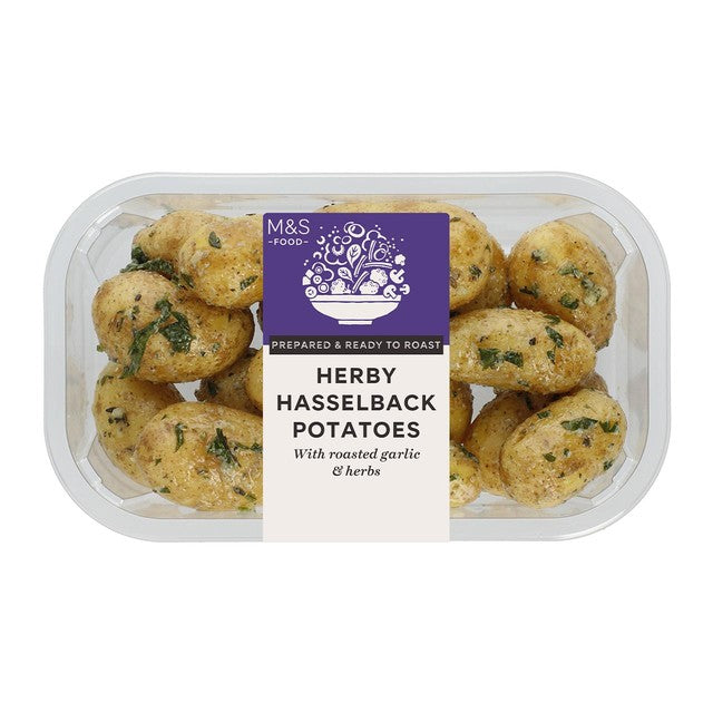 M&S herby Hasselback potatoes 750g, UK version