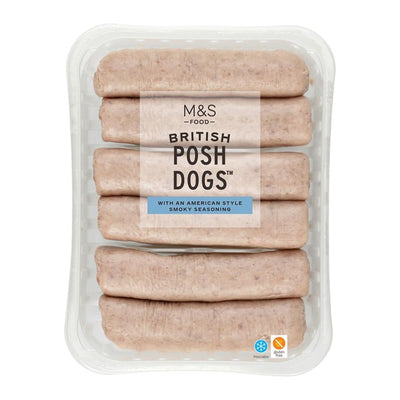 M&S 6 Saucisses Posh Dogs Porc à l'Assaisonnement Fumé 600g