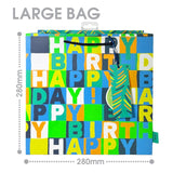 Deva Designs Neon Blue Birthday Medium Gift Bag, imported from the UK