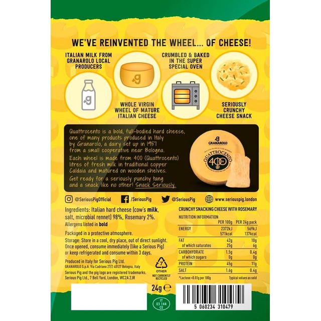 Serious Pig Rosemary Snacking Cheese 24g (British brand)
