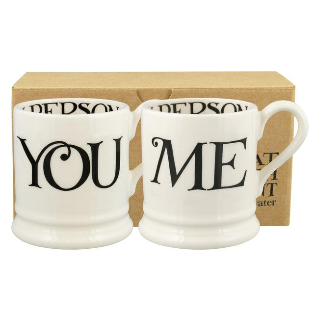 Emma Bridgewater Black Toast You & Me ceramic mugs set of two 1/2 pint - British product