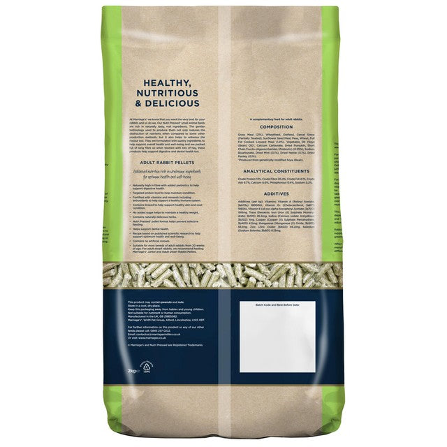 Marriages adult rabbit pellets 2kg, imported from the UK