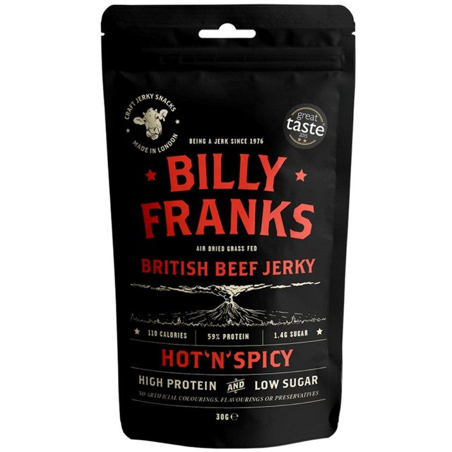 Billy Franks Hot 'N' Spicy Beef Jerky 30g - British product