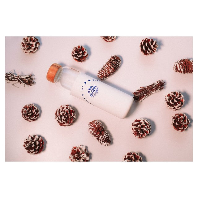 Evian glass water bottle Designer Blue 500ml - British product