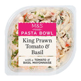 M&S king prawn tomato & basil pasta salad 340g, imported from the UK
