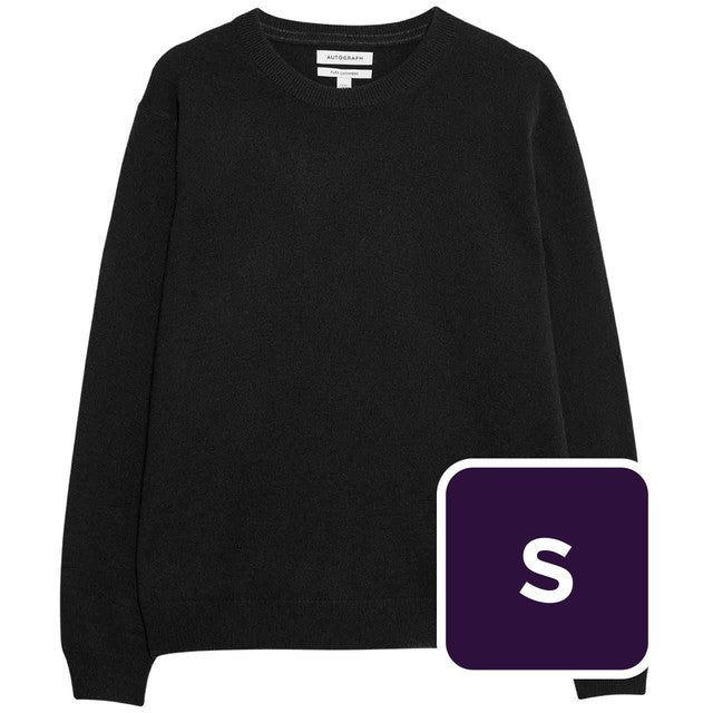 M&S men's cashmere jumper in black, size S, imported from the UK