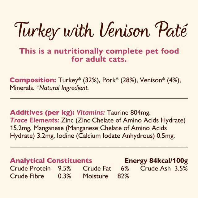 Lily's Kitchen cat pate turkey and venison - British product