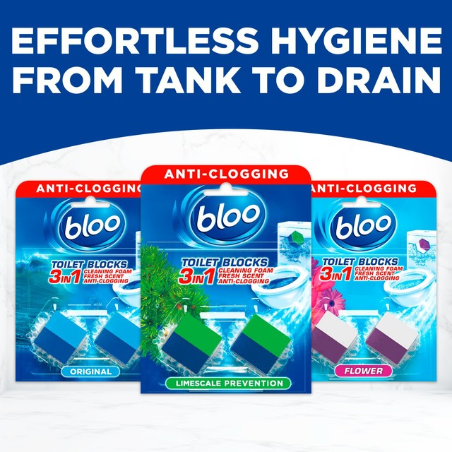 Bloo toilet cleaner block anti-clog pine scent 2x50g - British product