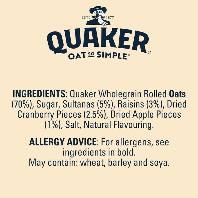 Quaker fruit porridge sachets 10 pack, imported from the UK