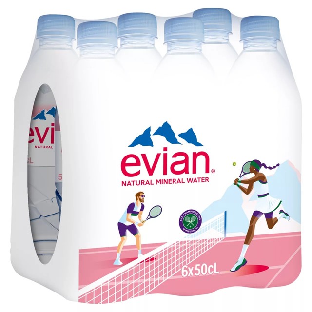 Evian still mineral water 6 x 500ml bottles - British product