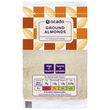 Ocado ground almonds 100g bag packaging, UK version