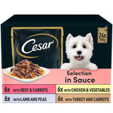 M&S Cesar Dog Food Pouches Favourites in Sauce Wet Dog Food 24 x 100g- Buy online at McGrocer