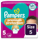 Pampers Premium Protection nappies Essential Pack Size 5 (11-16kg), imported from the UK