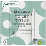 Ocado recycled paper toilet tissue 9 rolls, imported from the UK