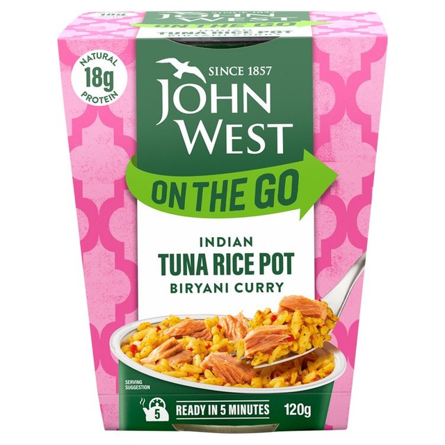 John West Indian Biryani Curry Tuna Rice Pot 120g, UK version