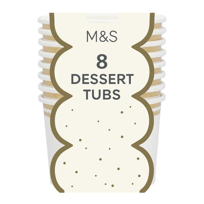 M&S M&S White & Gold Disposable Paper Dessert Tubs 8 Pack- Buy online at McGrocer