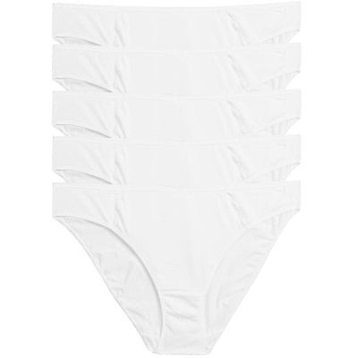 M&S M&S Dame uten VPL bomull modal bikini truser hvite størrelse 12 5-pakning - Kjøp online hos McGrocer