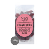 M&S dried cranberries sweetened pineapple juice 100g, imported from the UK