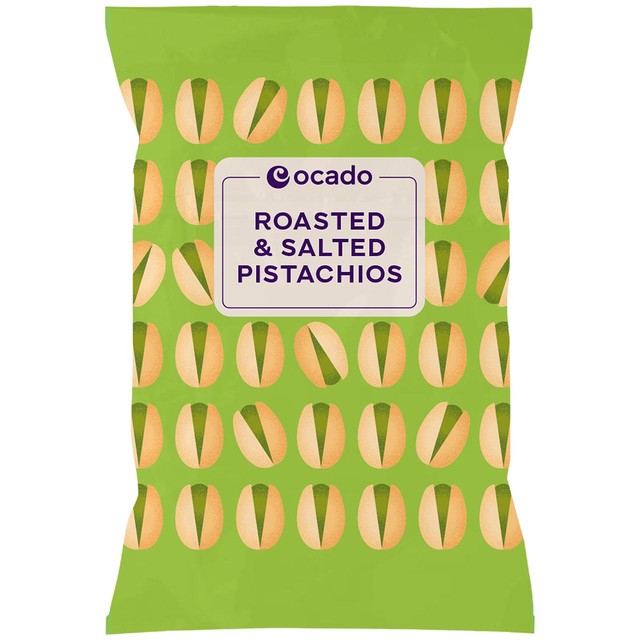Ocado roasted and salted shell-on pistachios 200g, imported from the UK