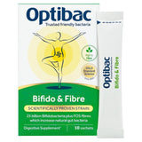 Optibac Bifido & Fibre probiotic supplement 10 sachets, imported from the UK