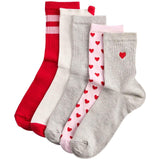 M&S M&S Women's Ribbed & Heart Crew Socks Red Mix 6-8- Buy online at McGrocer
