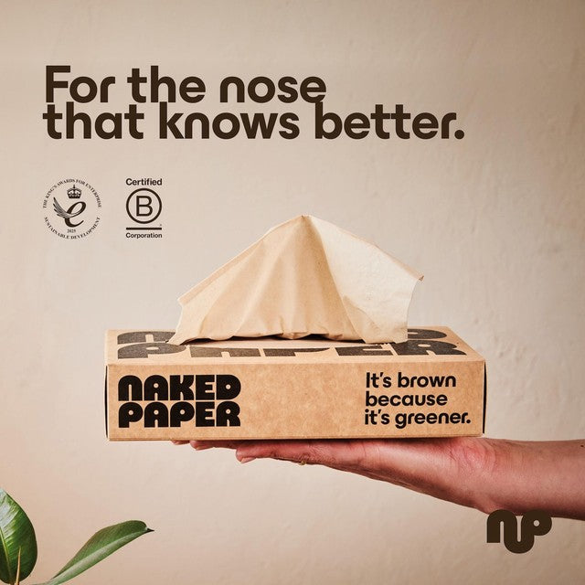 Naked Paper Unbleached Bamboo Facial Tissues 100 Sheets, imported from the UK
