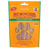 Pet Munchies wild salmon strips dog treats 80g, imported from the UK