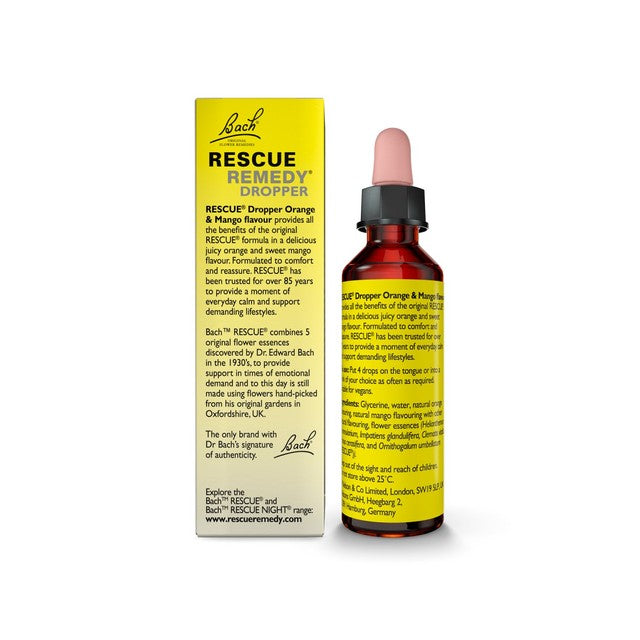 Nelsons Rescue Orange & Mango Dropper flower remedy, imported from the UK