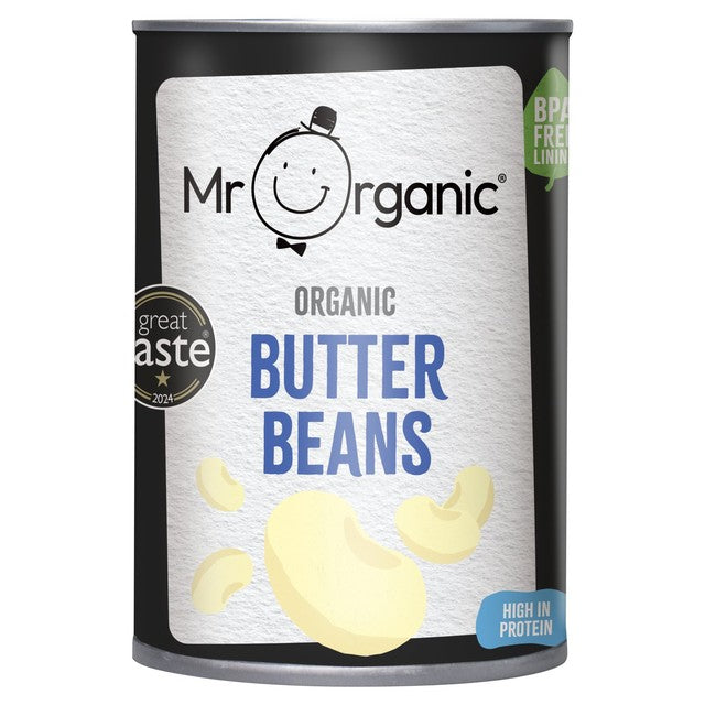 Mr Organic butter beans 400g, imported from the UK