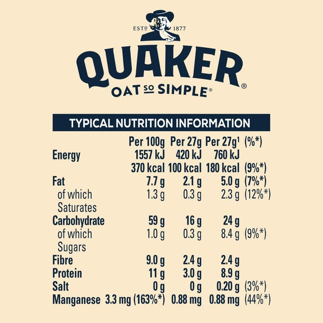 Quaker Original porridge sachets, imported from the UK