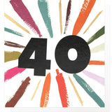 Caroline Gardner Age 40 card multicolour burst design H146xW140mm - British product