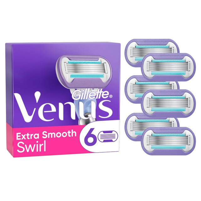 Gillette Venus Deluxe Smooth Swirl Contour razor blades 6-pack, UK version