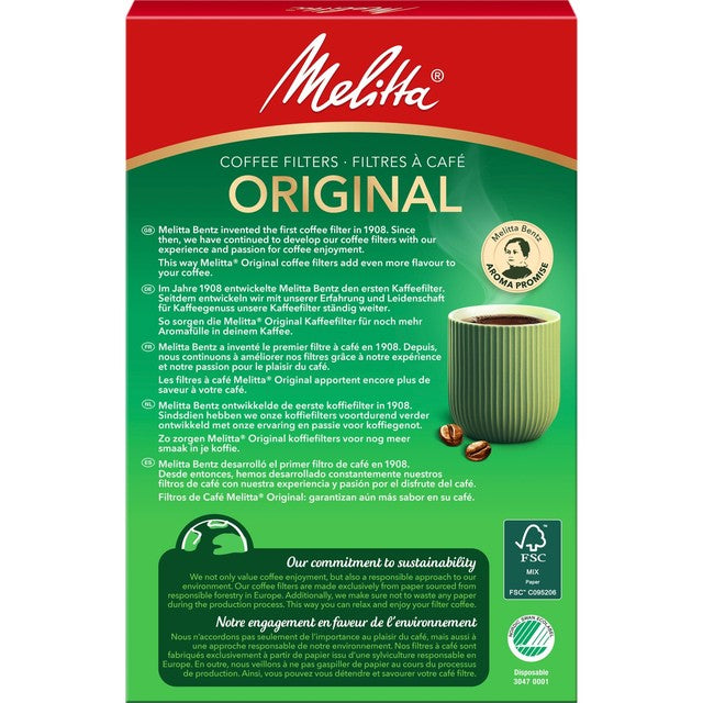 Melitta Original Coffee Filters 80 per pack, imported from the UK
