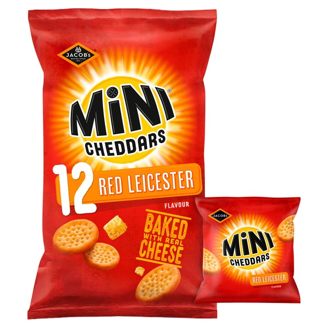 Jacob's Mini Cheddars Red Leicester multipack cheese snack biscuits, UK version