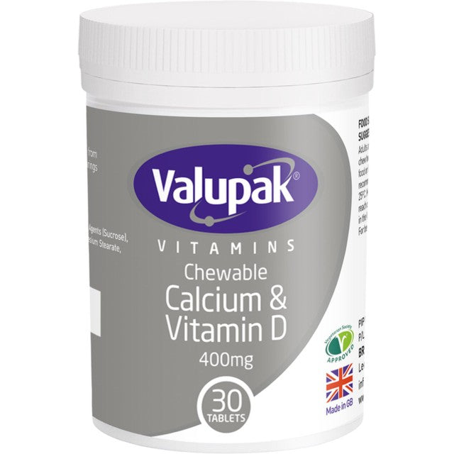 Valupak Calcium and Vitamin D supplement tablets 30 pack (British brand)