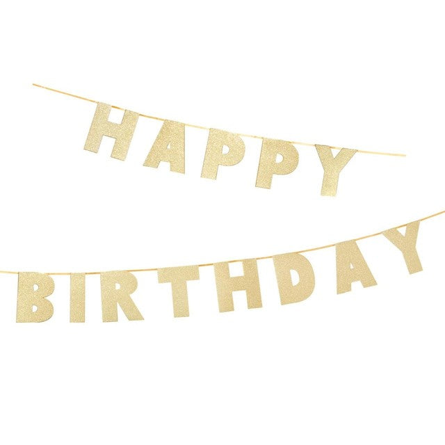 Talking Tables gold happy birthday garland 3m (British brand)