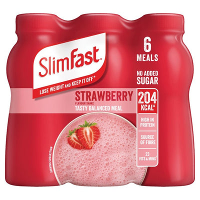 M&S SlimFast Strawberry Meal Replacement Milkshake Multipack 6 x 325ml- Buy online at McGrocer