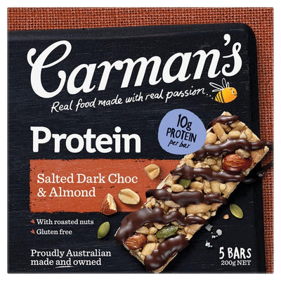 M&S Carman's Kitchen Salted Dark Choc Almond Protein Bar 5 x 40g Pack- Buy online at McGrocer