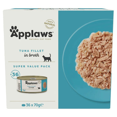 M&S Applaws Tuna Fillet in Broth Complementary Cat Food Tin Bulk Pack 36 x 70g- Buy online at McGrocer