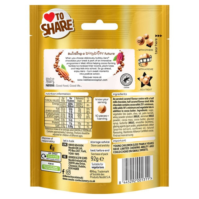 Aero Caramel Bubbles chocolate pouch (British brand)