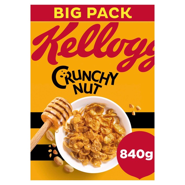 Kellogg's Crunchy Nut cornflakes cereal with honey and peanuts 840g, UK version