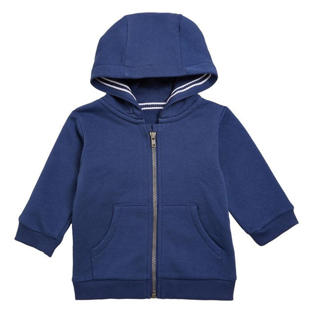 M&S Cotton Zip Hoodie Unisex Dark Blue 9-12 Months, imported from the UK