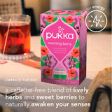 Pukka Herbs Organic Morning Berry tea bags 20-pack, imported from the UK