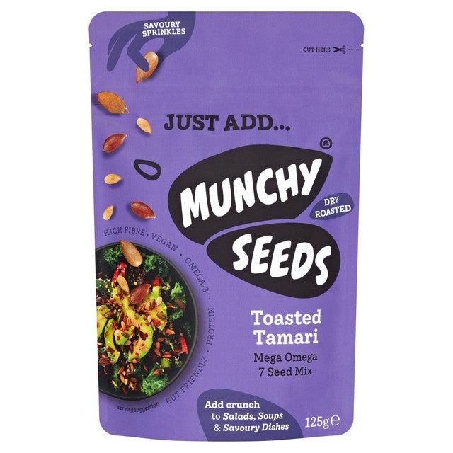 Munchy Seeds savoury roasted seven seed mix Mega Omega, imported from the UK